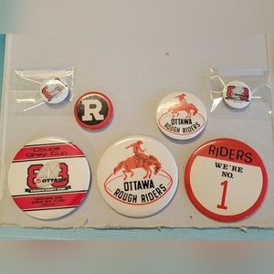 7 CFL Ottawa Roughrider Buttons / Pinbacks